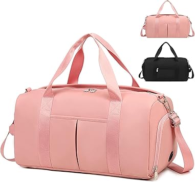 Pink Gym Bag for Women and Men - Waterproof Small Sports Duffel with Wet Bag and Shoe Compartment, Travel Weekender Overnight Carry on Swimming Beach Bag on Amazon.ae - Price Tracker