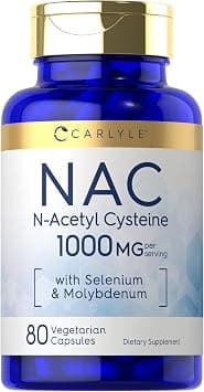 Carlyle NAC Supplement: N-Acetylcysteine 1000mg | 80 Capsules | with Selenium & Molybdenum | Vegetarian, Non-GMO & Gluten Free على Amazon.ae - متتبع الأسعار