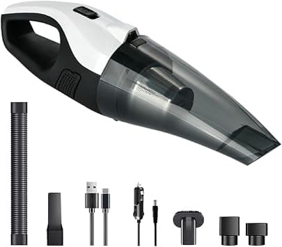 Dual-Power Car Vacuum Cleaner (Cordless Battery + 12V Car Cord), 8000Pa Strong Suction, Portable Handheld Vacuum with LED Light, Type-C Charging, Wet & Dry Mini Duster for Car Interior, Home&Pet Hair on Amazon - Best Deal Finder
