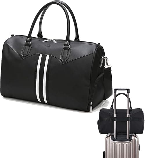 SYOSI Travel Duffle Bag Gym Bag with Shoe Compartment and Wet Pocket Weekend Overnight Holdalls Tote Bag Hand Luggage Bag for Women Men, Black, L Size on Amazon.ae - Price Tracker