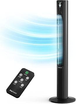 Pro Breeze 20dB Silent Tower Fan with Remote Control, Powerful 45W Energy Fan, 4 Modes, 12H Timer, 46" Large Bladeless Tower Fan, Advanced Sleep Mode, Front Display, 70° Oscillation on Amazon.ae - Price Tracker