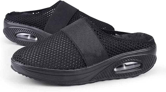 Women's Orthopedic Shoes, Diabetic Walking Air Cushion Slip-Ons, Black, Size 5.5, Women's Casual Walking Shoes على Amazon.ae - متتبع الأسعار