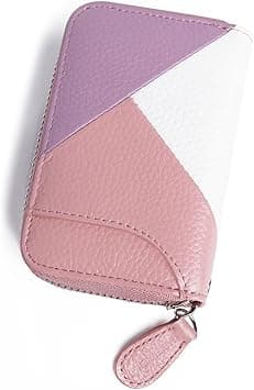 GADIEMKENSD Genuine Leather Credit Card Holder Wallet, Fold Accordion Style with RFID Blocking, 3- Pink/ Purple/ White on Amazon.ae - Price Tracker