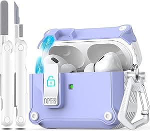R-fun Compatible with AirPods Pro 2nd Generation 2023(USB-C),2022(Lightning Cable),1st Gen 2019 Charging Case, Full Drop Protection Auto Pop-Up Lid Design with Keychain,White/Lavender - Amazon.ae Price Tracker