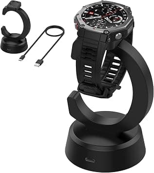 Miimall Charger Dock for Amazfit T-Rex 3 PRO, T-Rex 3, Helio Strap, Balance, Balance 2 Smart Watch, Replacement Charging Stand with USB-C Charging Cable for Amazfit T-Rex3, Black على Amazon.ae - متتبع الأسعار