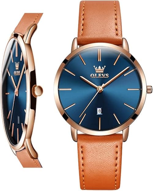 OLEVS Women Watches Ultra Thin 6.5mm Minimalist Dress Fashion Leather Strap Quartz Waterproof Casual Women Wrist Watch on Amazon.ae - Price Tracker