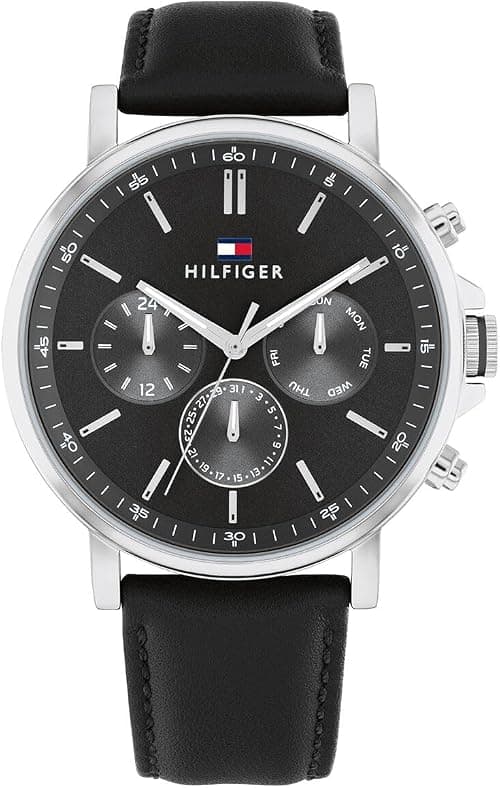 TOMMY HILFIGER MEN'S DARK GREY DIAL BLACK LEATHER WATCH - 1710586 on Amazon - Best Deal Finder