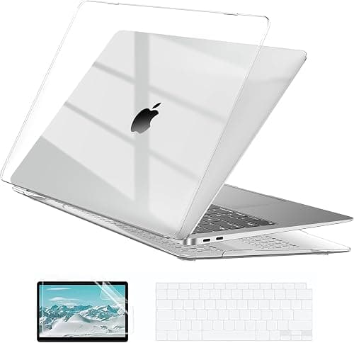 EooCoo Compatible with MacBook Air 13 inch Case 2022 2021-2018 M1 A2337 A2179 A1932 with Retina Display, Plastic Hard Shell Case + TPU Keyboard Skin Cover + Screen Protector(Crystal Clear) على Amazon.ae - متتبع الأسعار
