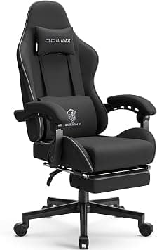 Dowinx Gaming Chair Fabric with Pocket Spring Cushion, Massage Game Chair Cloth with Headrest, Ergonomic Computer Chair with Footrest 290LBS, Black - Amazon.ae Price Tracker