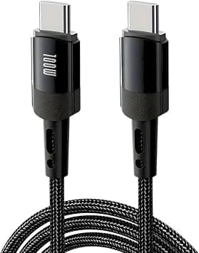 USB C to USB C cable 1m, PD 100W 5A Fast Charging Type C to Type C Nylon Braided Cord Compatible for smart gadgets like iphone 16/15/15 Pro/15 plus, ipad, samsung, MacBook Air/Pro, Pixel etc. على Amazon.ae - متتبع الأسعار