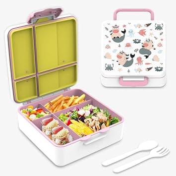 Bento Lunch Box for Kids – Animal Print, 4 Compartments with Utensils, Leakproof, Insulated, Microwave & Dishwasher Safe, BPA-Free, Eco-Friendly, Ages 3-14, Girls & Boys - Amazon.ae Price Tracker