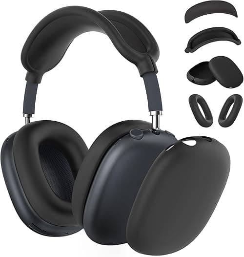 Silicone Case Cover for AirPods Max Headphones,Ear Pad Case Cover/Ear Cups Cover/Headband Cover for AirPods Max (USB-C/Lightning)(2024/2020),Accessories Silicone Protector for Apple AirPods Max, Black on Amazon.ae - Price Tracker