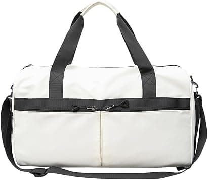 Qiccijoo Large Travel Duffel Bag for Men Women Sports Gym Bag Carry on Bag with Shoes Compartment and Wet Pocket,40L Weekend Overnight Luggage Bag Yoga Tote Bag(White) on Amazon - Best Deal Finder