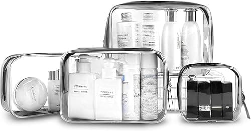 CharmCollection 4-in-1 Clear Travel Toiletry Bags, Transparent Zippered Cosmetic Carry Pouch, PVC Waterproof Makeup Case, Travel Luggage Shower Wash Brushes Organizer for Women Men Kids (S, M, L, XL) on Amazon - Best Deal Finder