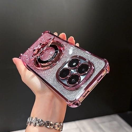 Magnetic Glitter for Xiaomi Redmi Note 15 Pro Case， Camera Lens Protector，Sparkly Stand，Support Wireless Charging， Luxury Gradient Shockproof Xiaomi Redmi Note 15 Pro 5G Cover，Pink on Amazon.ae - Price Tracker