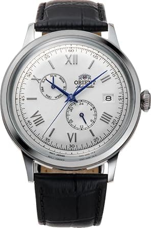 Orient RA-AK0701S Men's Bambino Version 8 Leather Band White Dial Multifunction Automatic Watch, white على Amazon.ae - متتبع الأسعار