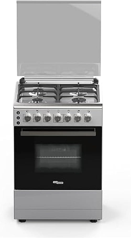 Super General 60 x 60 cm Freestanding Gas Cooker SGC6175MSFS, Gas Oven & Grill with Rotisserie, Stainless Steel Cooktop, Auto Ignition, 4-Burner, Cast Iron Grid, Timer, 60 x 60 x 85cm (WxDxH), Silver on Amazon.ae - Price Tracker
