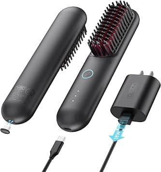 TYMO PORTA Mini Cordless Hair Straightener Brush, Portable Hair Straightener Comb with USB Rechargeable Feature, Negative Ion Hair Straightener Brush for women, Anti-Scald & Auto-Off- Black on Amazon.ae - Price Tracker
