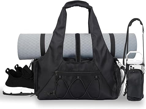 Gym Bag for Women, Lightweight Travel Duffel Bag with Shoe Compartment, Weekender Overnight Bags with Wet Pocket and Bottle Carrier Bag, Workout Yoga Gym Bags for Travel, Gym, Sports (Black) on Amazon.ae - Price Tracker