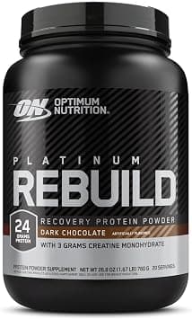 Optimum Nutrition Platinum Rebuild, Premium Platinum Blend Protein Powder with Creatine Monohydrate, Dark Chocolate, 20 Servings - Best Deal Finder