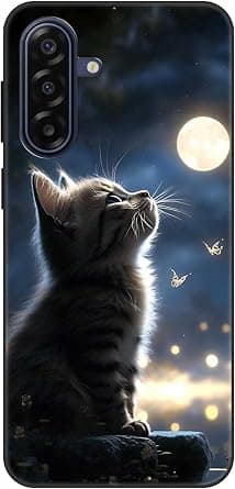 for SAMSUNG GALAXY M17 5G Cute Case,Soft Frosted Matt Black TPU Ultra-Slim Stylish Protective Cover Drop Protection, Non-slip Cute pattern design- The Moon and the Cat on Amazon.ae - Price Tracker