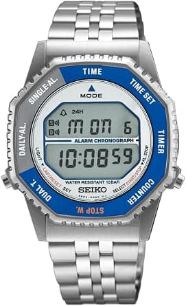 Seiko Mens Digital Watch with Blue and Silver Dial Silver Bracelet SMGG21P1 على Amazon.ae - متتبع الأسعار