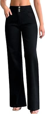 roswear Women's Wide Leg Jeans Casual High Waisted Stretch Baggy Loose Denim Pants - Best Deal Finder