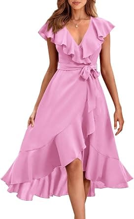 PRETTYGARDEN womens Cap Sleeve Ruffle Spring Dresses for Women 2024 Midi Dress Casual Dress - Best Deal Finder