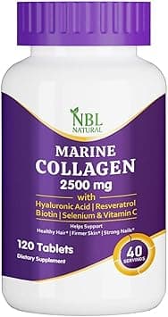 NBL Natural Hydrolysed Marine Collagen 2500mg with Hyaluronic Acid, Resveratrol, Biotin, Selenium & Vitamin C, 120 Tablets - Amazon.ae Price Tracker
