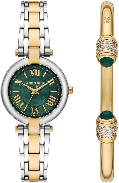 Michael Kors MK4973SET Laney Stainless Steel Wrist Watch for Women 2-Pieces Set, 30 mm Case Diameter, Silver/Silver Gold على Amazon.ae - متتبع الأسعار