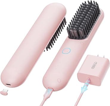 TYMO PORTA Mini Cordless Hair Straightener Brush, Portable Hair Straightener Comb with USB Rechargeable Feature, Negative Ion Hair Straightener Brush for women, Anti-Scald & Auto-Off, Pink on Amazon.ae - Price Tracker