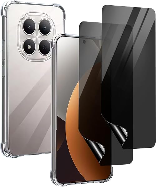 Tujibeay1+2pcs Compatible with Redmi Note 15 Pro plus 5G Privacy Screen Protector Case Cover Anti Peep Hydrogel Film Full Coverage Anti-Spy Soft TPU Protective Film على Amazon.ae - متتبع الأسعار