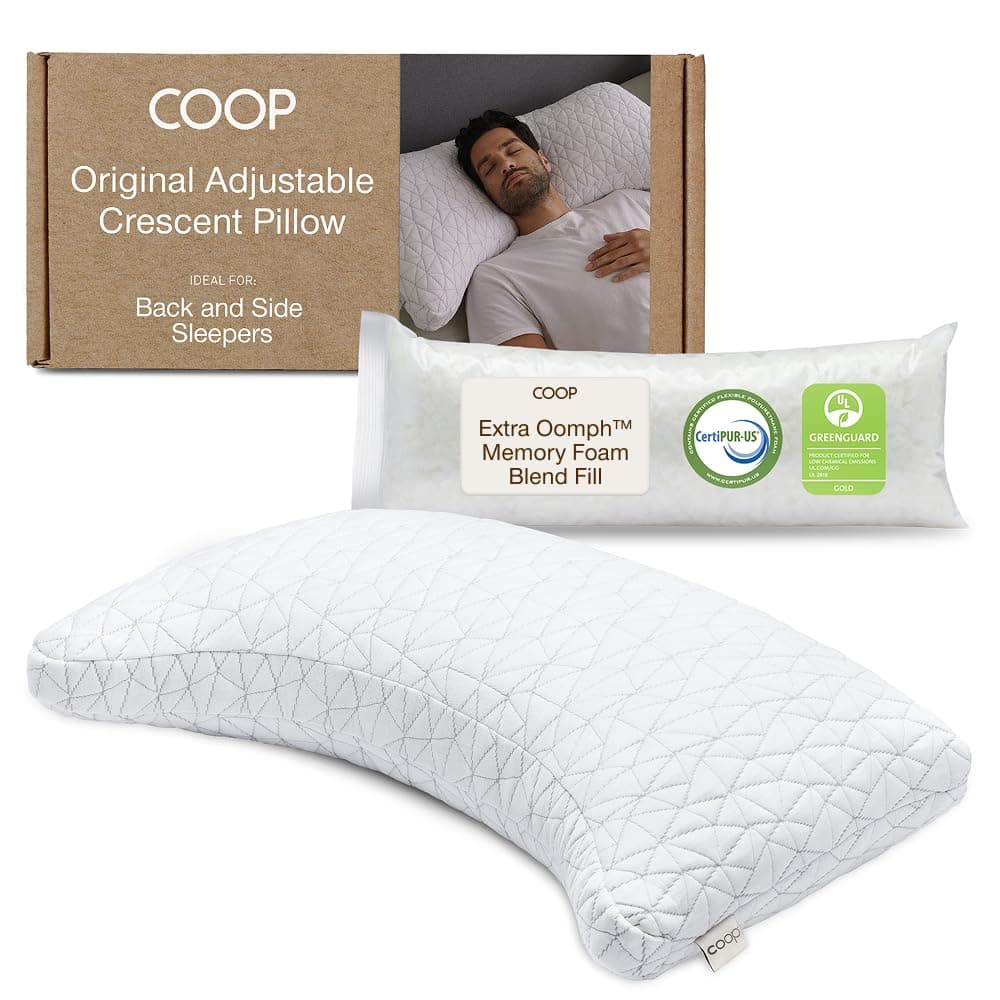 Coop Home Goods Crescent Back and Side Sleeper Pillow - Pillow for Neck and Shoulder Pain Relief, Memory Foam Pillow, Bed Pillow for Sleeping, Pillow for Side Sleepers and Back Sleepers (King Size) on Amazon.ae - Price Tracker