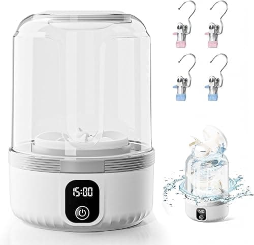 Portable Washing Machine, Wireless Mini Washer Deeply Cleans Small Laundry Items, Socks, Underwear, Baby Clothes, Small Washer for Solo Living, Apartments, Hotels, Travel, And Camping White on Amazon.ae - Price Tracker