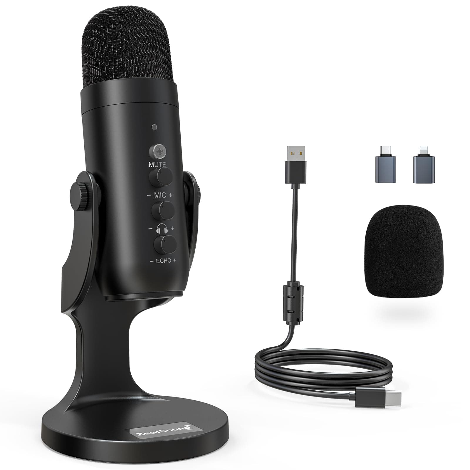 ZealSound USB Gaming Microphone,Condenser Computer PC Microphones,Plug&Play Mic for Podcast PS4/PS5 Vocal,YouTube on Mac&Windows with Mic Gain Control,Mute,Echo,Noise cancel,Headphone Jack,K66 Black on Amazon.ae - Price Tracker