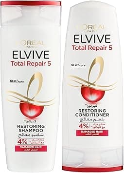 L’Oréal Paris Elvive Total Repair 5 Repairing Shampoo 400ml + Conditioner 360ml For Damaged Hair & Split Ends on Amazon.ae - Price Tracker