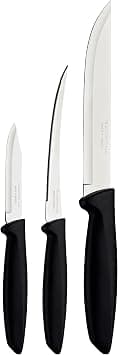 Tramontina Plenus 3 Pieces Knife Set with Stainless Steel Blade and Black Polypropylene Handle on Amazon.ae - Price Tracker