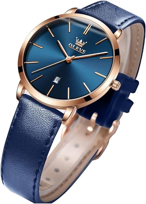 OLEVS Women's Watches for Ladies Female Wrist Watch Leather Band Waterproof Thin Minimalist Casual Simple Dress Quartz Analog with Date Calendar on Amazon.ae - Price Tracker