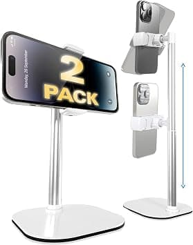 Cooper ChatStand, [Gift Family Pack], Adjustable Cell Phone Stand for Desk, Phone Stand for Recording, iPhone Holder, Small Tripod for iPhone, Fits Samsung, Android Smartphones, (Frost White, 2-Pack) | 9-13" Adjustable, Weighted Metal Base, Tabletop Tripod, for Filming, Video Calls, FaceTime; fits all iPhone, Samsung, Android on Amazon.ae - Price Tracker