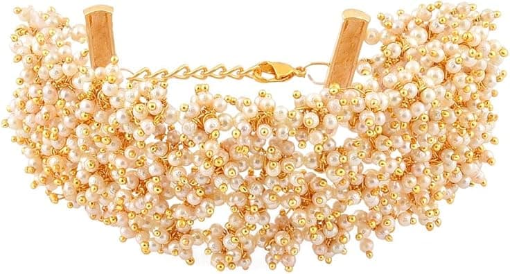 ZAVERI PEARLS Antique Gold Tone Multistrand Clustered Pearls Ethnic Bracelet For Women-ZPFK10113 on Amazon.ae - Price Tracker