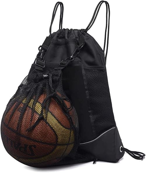 SYOSI Drawstring Backpack Bag, Draw String Back Sack with Zip Pocket and Water Bottle Mesh Pockets, Sport Gym Drawstring Bags Basketball Football Swim Bag, Outdoor Travel Sports Backpack for Men Women on Amazon.ae - Price Tracker