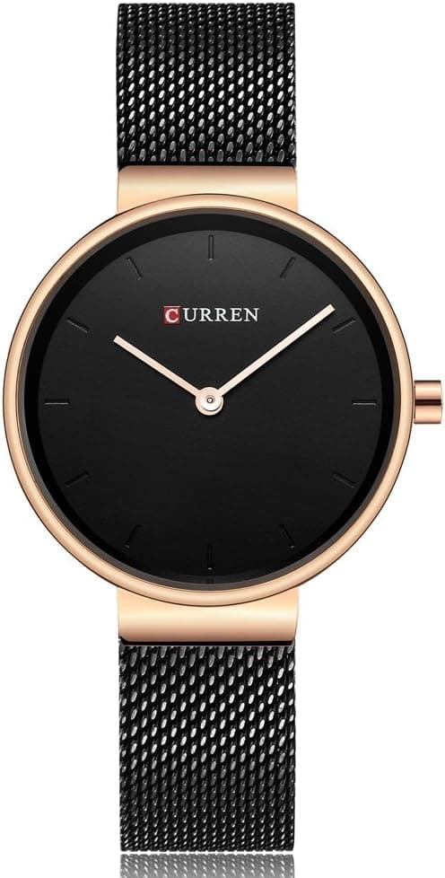 CURREN Original Women's Girls Sports Waterproof Stainless Steel Quartz Wrist Watch, Rose Gold All Black on Amazon.ae - Price Tracker