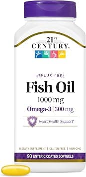 21st Century Fish Oil 1000mg Omega-3 Softgels | Molecularly Distilled Omega 3 with EPA & DHA for Heart Health & Purified to Remove Mercury & Gluten Free & Non-GMO | 90 Softgels - Amazon.ae Price Tracker