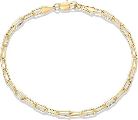 PAVOI 14K Gold Plated Paperclip/Curb/Figaro Chain Adjustable Bracelet for Women - Amazon.ae Price Tracker