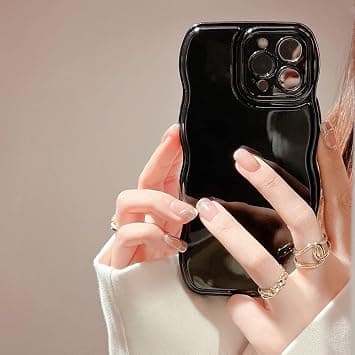FABSPARK Phone Case for iPhone 16 Pro Max Case,Simple Wave Design Wavy Frame Soft Silicone Aesthetic for iPhone 16 Pro Max,Black - Best Deal Finder