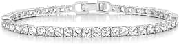 Gemsme 4 Prong Tennis Bracelet, 18K White/Yellow Gold Plated 3mm Round Cubic Zirconia Bracelet for Women Size 6-8.5 Inch - Best Deal Finder