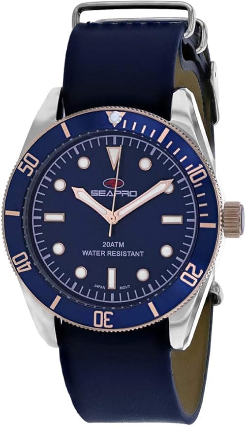 Seapro Men's Revival Stainless Steel Quartz Leather Strap, Blue, 22 Casual Watch (Model: SP0303) on Amazon.ae - Price Tracker