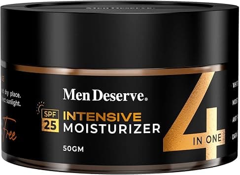 Men Deserve - Intensive Moisturizer with SPF 25 (50g) | Moisturizer For Dry Skin With Vitamin E, Hyaluronic Acid, Shea Butter | Moisturizer For Anti Pollution and Dark Spot Reduction على Amazon.ae - متتبع الأسعار