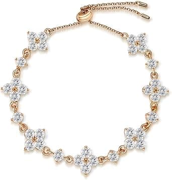 Moissanite bracelet, lab-created moissanite diamonds, plated with 18K rose gold, adjustable four-leaf clover bracelet, women's gift on Amazon.ae - Price Tracker