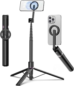 TONEOF 173cm/68“ Magnetic Selfie Stick Tripod, Aluminum Strong Magnetic Phone Holder for Magsafe,360° Rotatable Travel Phone Monopod Tripod Stand with Metal Ring&Rechargeable Remote for iPhone/Android - Best Deal Finder